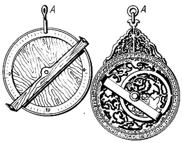 Рис. 11. Древняя (справа) и самодельная астролябия